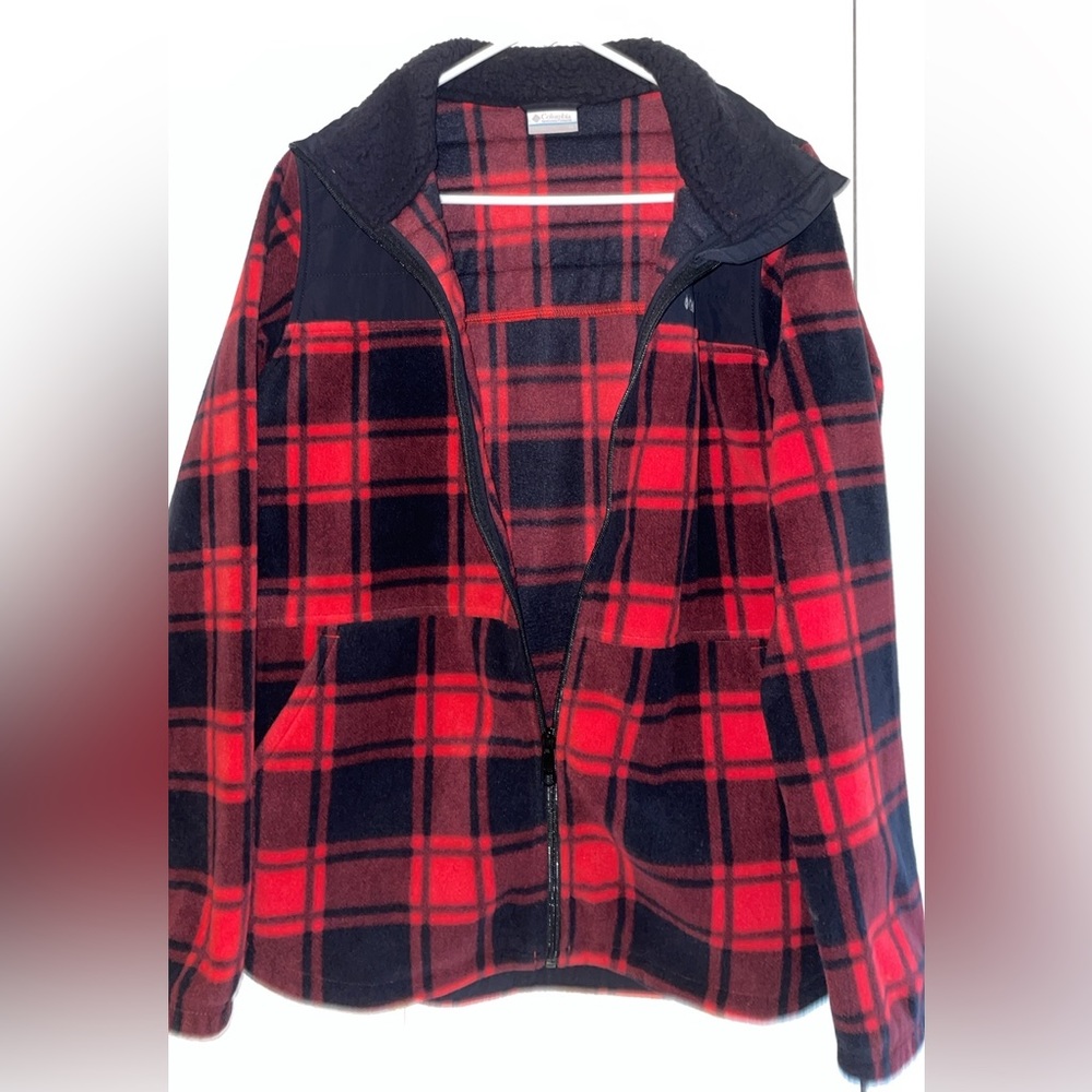 Columbia Fleece Jacket. Size M Buffalo Plaid. EUC